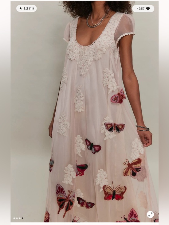 Free People Dresses & Skirts - Free People Velvet Butterfly Grove Embroidered Lace Mesh Maxi Dress M